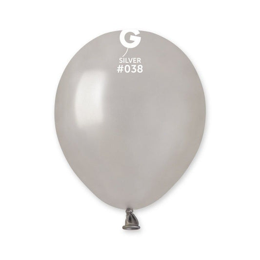 Gemar - 100 Palloncini Argento METAL 5"/13cm