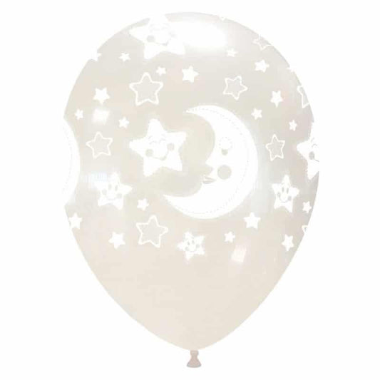 100 Palloncini Crystal Luna e Stelle 12''/30cm