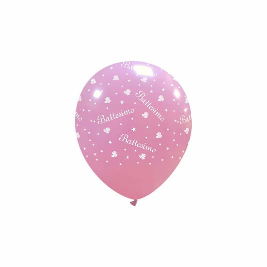 100 Palloncini Rosa Battesimo 5''/13cm